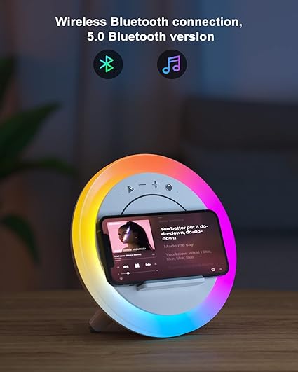Bluetooth Speaker Night Lightsr,Wireless Charging Modern Speaker,Best Teenage Birthday Gift Ideas Tween Girls Gifts/Please use The Original Adapter