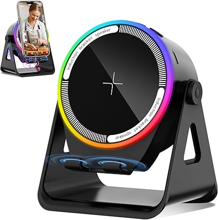 Powerful 5 In 1 Bluetooth Wireless Speaker Phone Holder RGB Portable Surround Sound Bass Subwoofer Boombox Magnetic Tablet Brack