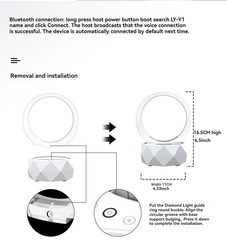 RGB Bluetooth Speaker and Night Light, Creative Smart Wireless Audio for Home with Multi-Color Modes